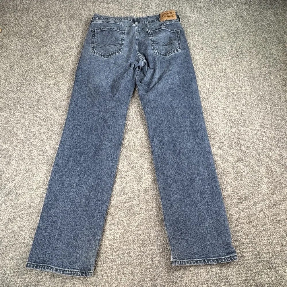 Signature Levi Strauss Athletic Jeans Men's 32x30 Blue Waterless Distressed Work